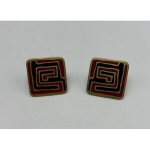 Retired Laurel Burch vintage Geometric Gold and Black Earrings